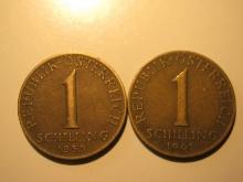 Foreign Coins:  Austria 1959 & 9161 1 Shillings