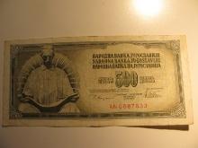 Foreign Currency: 1978 Yugoslavia 500 Dinara