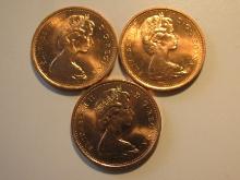 Canada Coins: 3xBU/Clean 1967 pennies