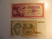 Foreign Currency: 1978 & 1990  Yugoslavia 100 Dinars