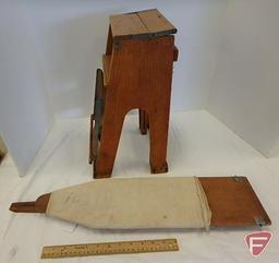 Salesman's sample-combination wooden ironing board and step stool,