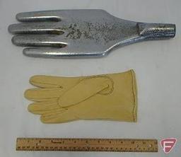 Metal glove iron used by Uber Glove Co, Owatonna MN; steam heated