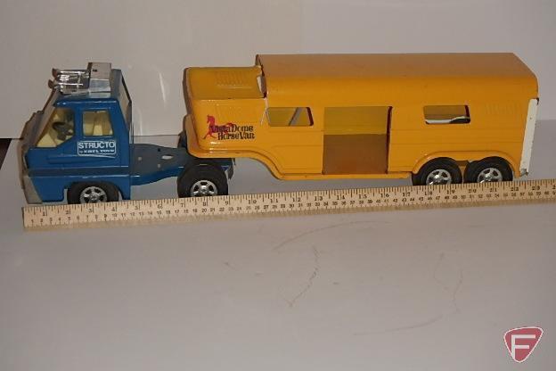 Toy Structo Vista Dome horse van, truck and trailer, trailer missing side ramp