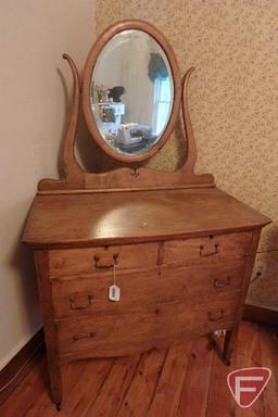 Vintage dresser with wishbone mirror, dresser 36inHx40inWx20inD