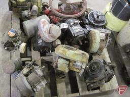 Pallet of assorted gas engine parts, mostly B&S, approx. 8, plus pump parts