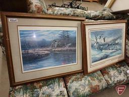 Framed and matted prints, Colorful Trio by Terry Redlin, 924/960, 28inHx34inW, and