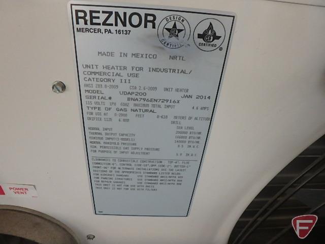 Reznor Industrial/Commercial 200,000 BTU natural gas heater, model UDAP; new with cosmetic shipping