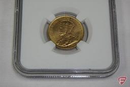 Bank of Canada Gold Coin Hoard, 1913 Canadian 5dollar gold coin, NGC certified, MS64