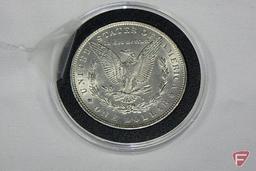 1886 unc Morgan silver dollar coin, nice BU