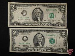 Federal Reserve Note $2 bill series 1976; all 4