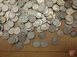 Roosevelt dimes, various dates most in the 1940s, including the roll - approx 350