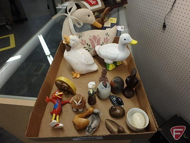 Assortment of Birds, fabric, porcelain, ceramic, wood, glass, metal