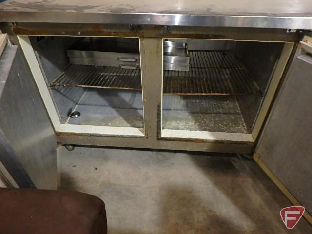 UL stainless steel 2 dr commercial freezer/fridge w/upper compartment