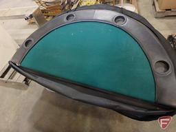 (9) round portable poker table tops with carrying cases, 53in dia.