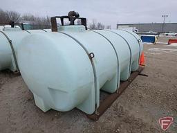 2000 Norwesco 1,635 gallon water tank on skids, model 40388, no top lid, used for water only