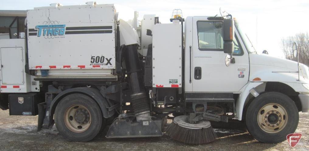 2007 International 4200 Truck with TYMCO 500X Air Sweeper, VIN # 1htmpafn27h433811