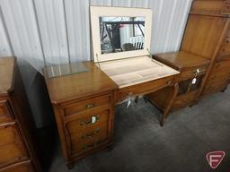 Wood vanity, 4 drawers, lift up top with mirror, 30inHx46inWx22inD