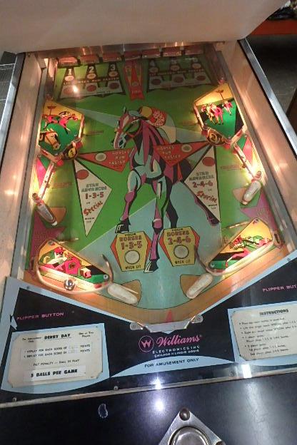 Vintage pinball machine, Williams Electronics Inc. Derby Day-It works, lights come on and horses go