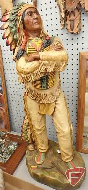 Universal Statuary Corp 1980 No 752 statue of Native American Chief, 31inH