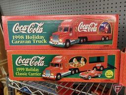 Coca-Cola collector semi trucks with trailers, in boxes, 1998 through 2003, All 6
