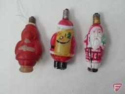 (3) Vintage glass Santa light bulbs