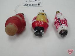 (3) Vintage glass Santa light bulbs