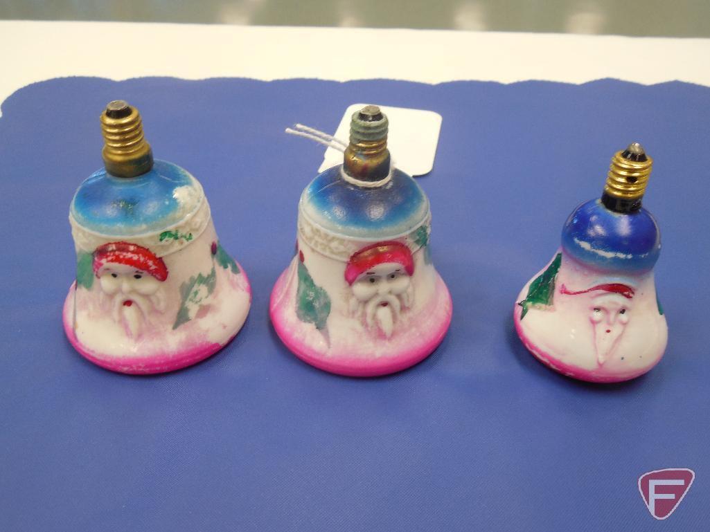 (2) Vintage glass Santa bell light bulbs