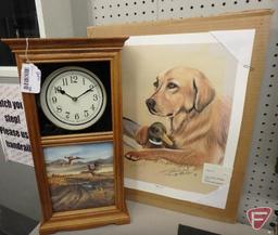 Terry Redlin battery operated wall clock,22inH, and