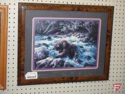 Lee Parkinson framed & matted print 19 x 23, wolf framed & matted print 17 x 19, both