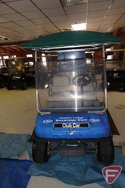 Club Car Carryall gas utility vehicle with beverage merchandiser bed and canopy