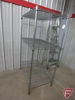 Metro racking/shelving: (4) uprights 61inH, (3) shelves 36inx24in