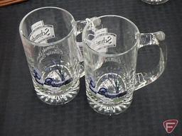 Schmidt beer advertising glass pitcher and (6) mugs