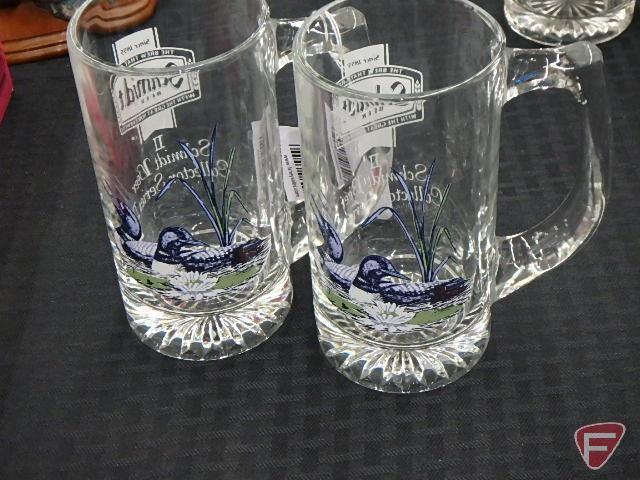 Schmidt beer advertising glass pitcher and (6) mugs