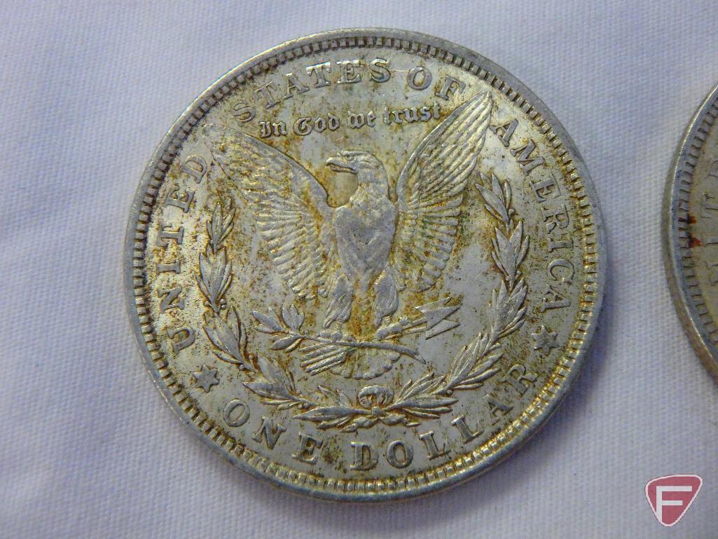 (3) 1921 Morgan silver dollars, XF to AU