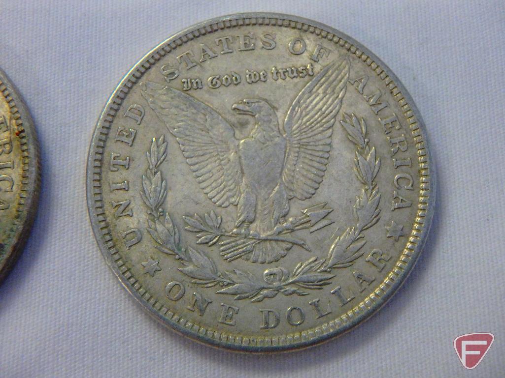 (3) 1921 Morgan silver dollars, XF to AU