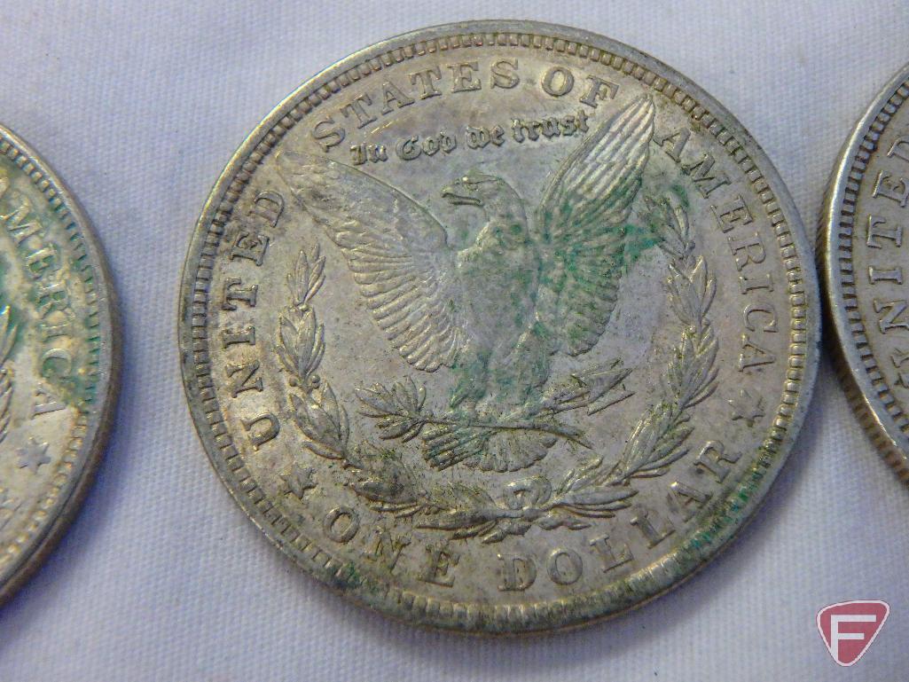 (8) 1921 PD or S Morgan silver dollars, all have varying amounts of PVC