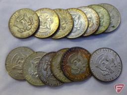 (13) Misc. 40% Kennedy half dollars, 1965 to 1970