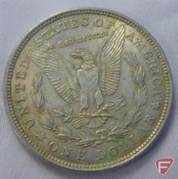 (3) 1921 Morgan silver dollars, all AU