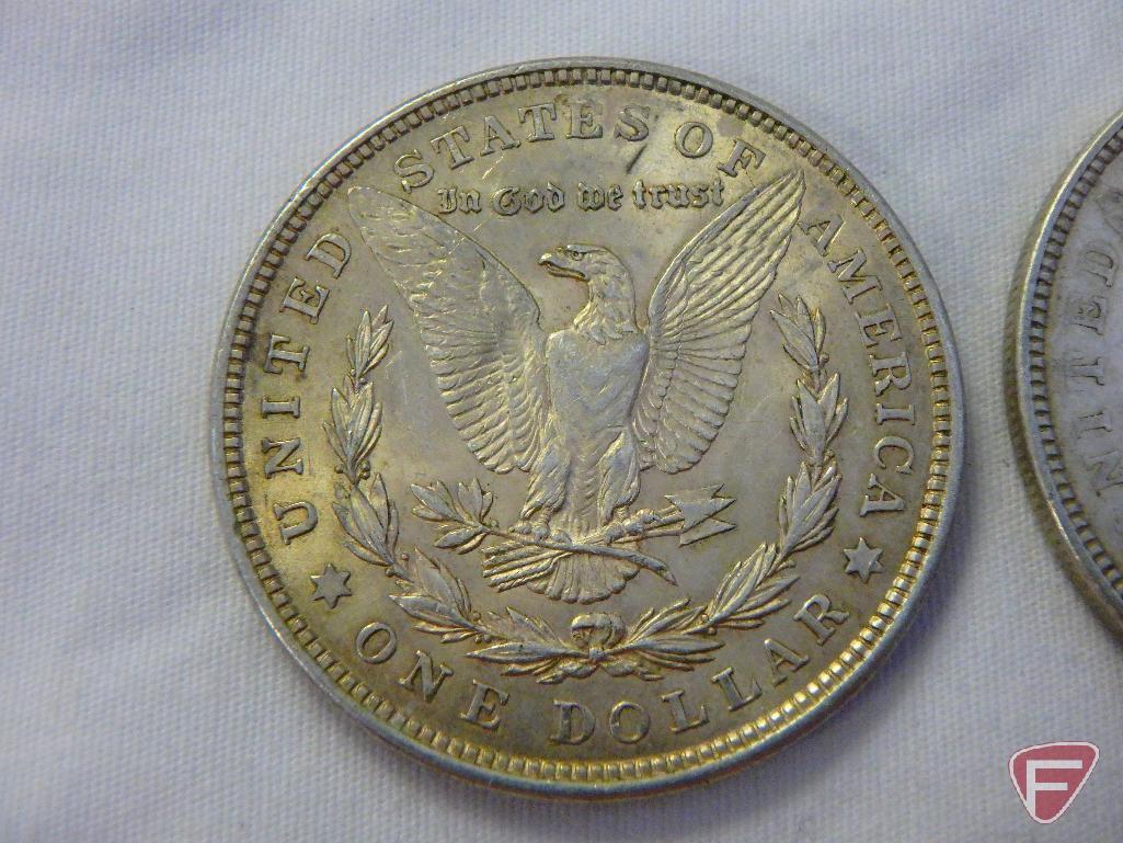 (3) 1921 Morgan silver dollars, all AU