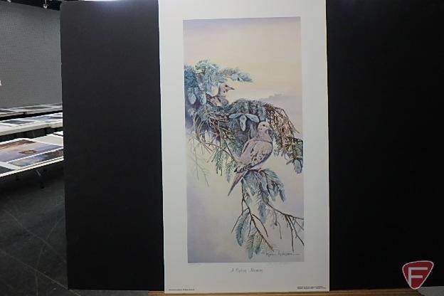(2) 30inHx12inW prints by Rod Crossman, Fall Visitors-Cedar Waxwings 257/580,