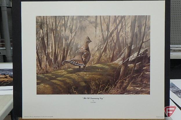 12inHx18inW print by Sherm Pehrson, 24inHx21inW print by Dan Metz, Cascade Grouse 47/250,