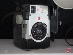 Vintage cameras, Kodak Brownie Bulls Eye with Kodalite Flashholder,