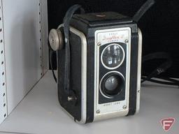 Vintage cameras, Kodak Duaflex II, Herco Imperial 620 snap shot camera,