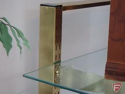 Glass shelf display unit, 66inHx48inWx14inD, 4 glass shelves are adjustable