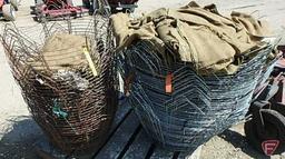 Wire tree baskets and burlap, 24" and 36"