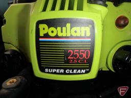 Poulan Super Clean 2 cycle gas chain saw, 18in bar, model 2550 with poly case