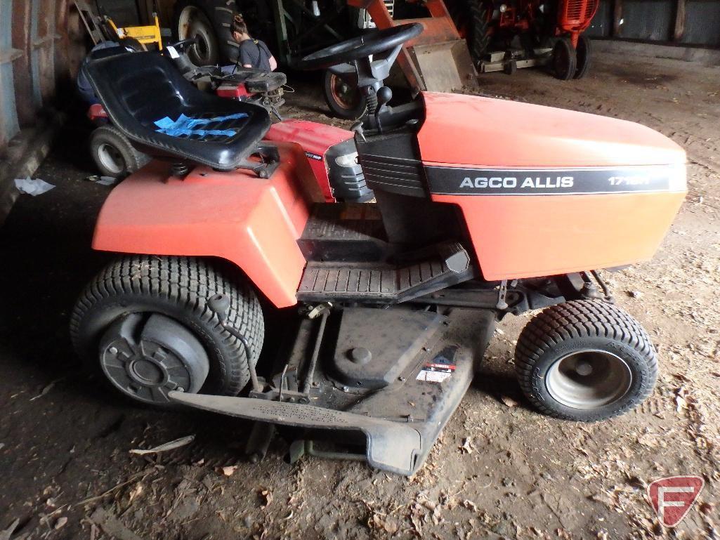Agco Allis 1718H garden tractor with 48in hydro lawn mowing deck and (2) rear wheel weights