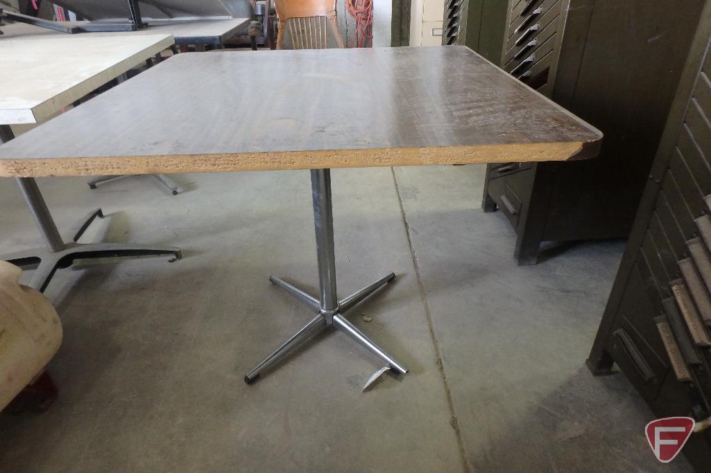 (3) tables with metal legs and adjustable podium