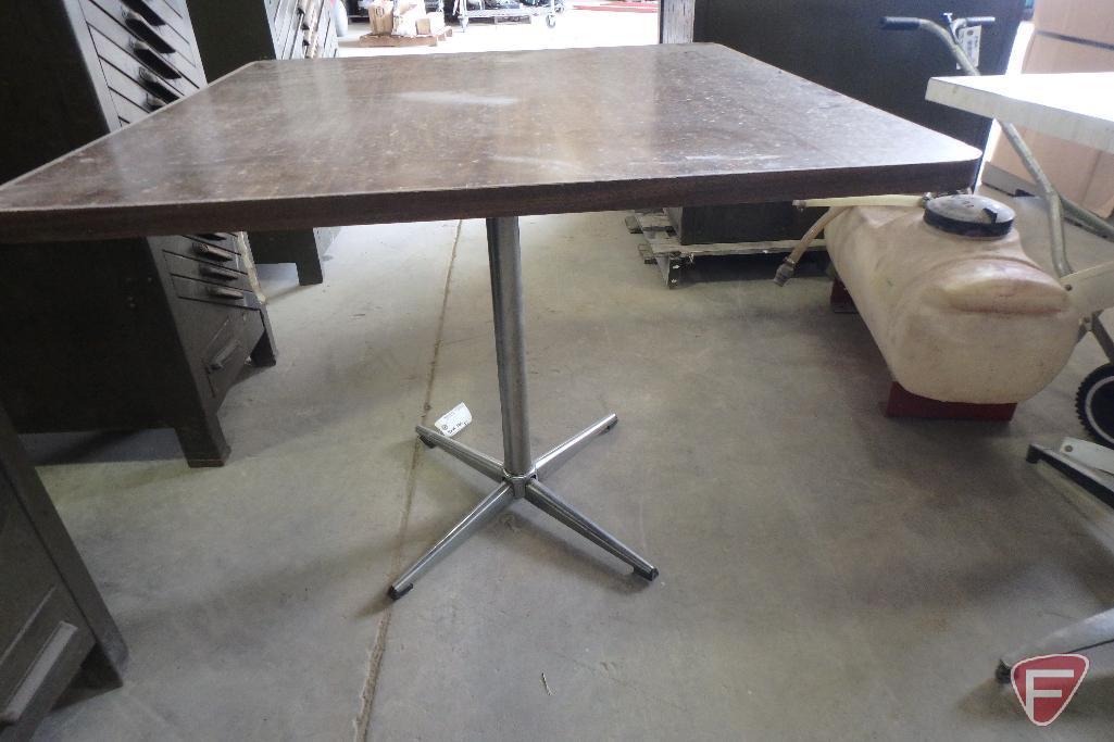 (3) tables with metal legs and adjustable podium