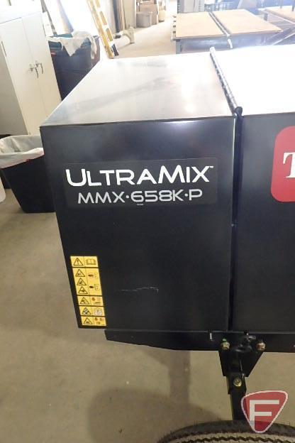 LIKE-NEW 2018 Toro Ultra Mix MMX 658K-P poly mortar mixer with Kohler 9.5 HP engine, has tow hitch